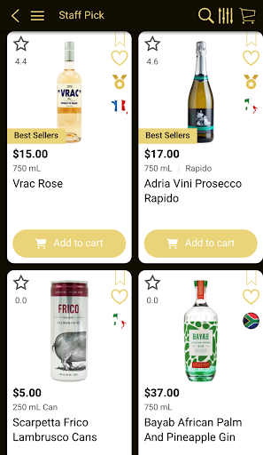 Android application Bottoms Up Wines screenshort