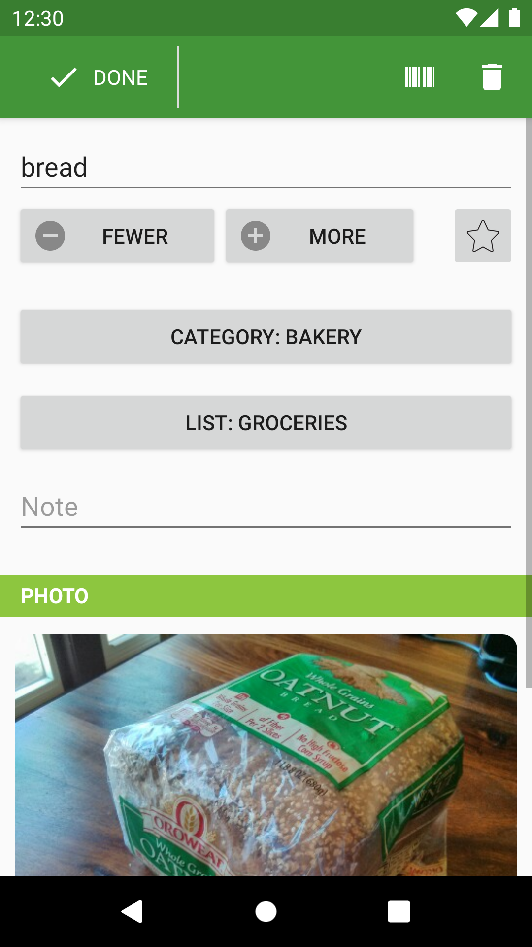 Android application Our Groceries Shopping List screenshort