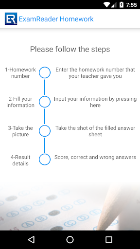 Android application Exam Reader Homework screenshort