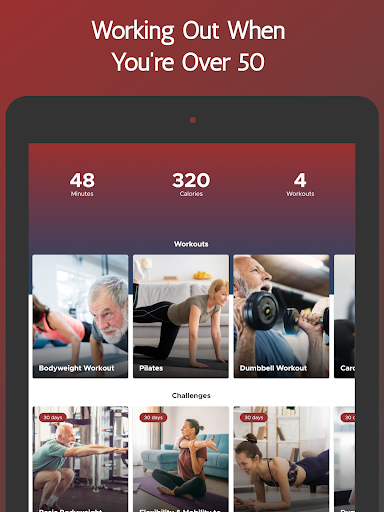 Screenshot of Training Plan for Over 50s