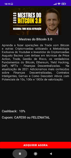 Android application Cursos com Cashback screenshort