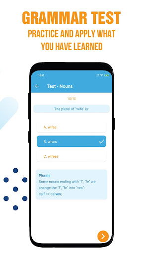 Screenshot of English Grammar Test