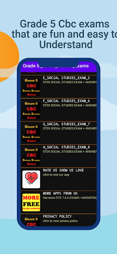 Android application Grade 5 Social Studies Exams+A screenshort