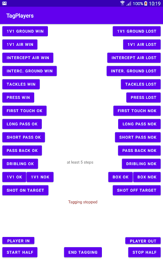Soccer Tag Player Events Screen 3