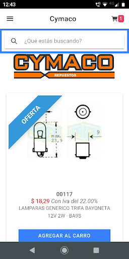 Android application Cymaco Repuestos screenshort