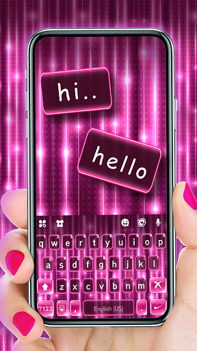 Android application Pink Neon Drops Keyboard Backg screenshort