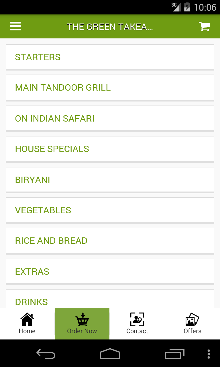 Android application The Green Takeaway screenshort