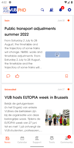 Android application WeAre VUB PhD screenshort