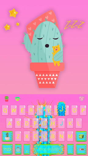 Android application Pink Cartoon Cactus Keyboard T screenshort
