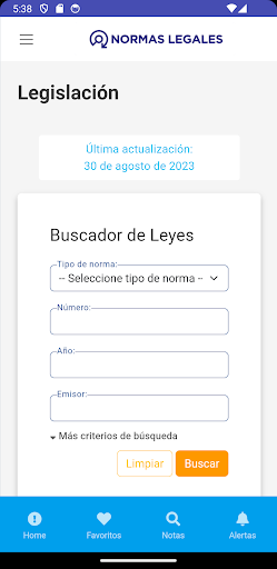 Normas Legales Online Screen 2