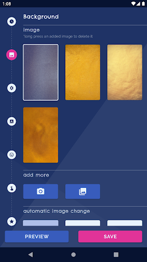 Android application Gold Glitter Clock Wallpaper screenshort