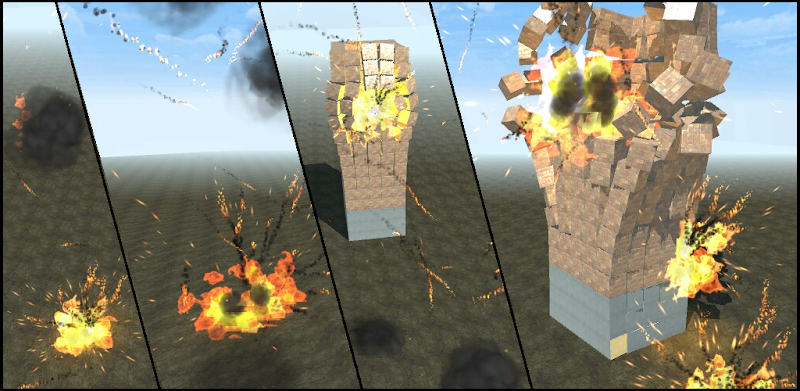 Block destruction simulator: cube rocket explosion