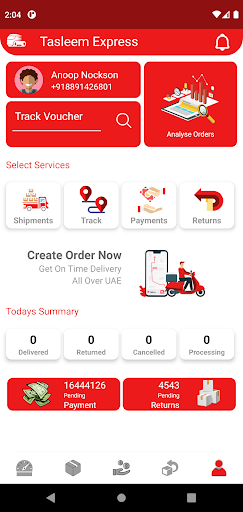 Android application Tasleem Express screenshort