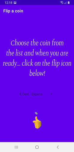 Android application Flip a coin screenshort