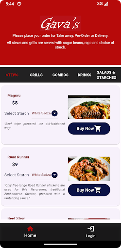 Android application Gava's Restaurant screenshort