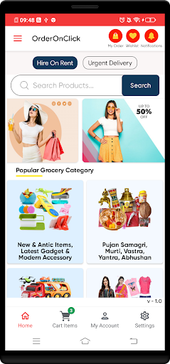 Android application Order On Click screenshort