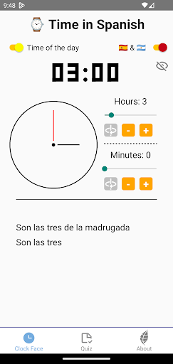 Android application Time in Spanish screenshort