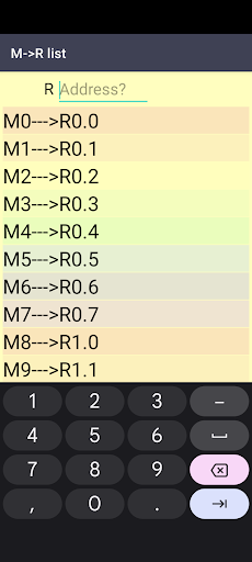 Android application M->R list screenshort