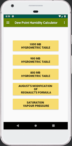 Android application Dew Point Humidity Calculator screenshort