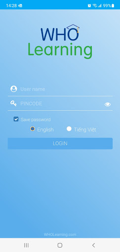 Android application WHOLearning EN screenshort