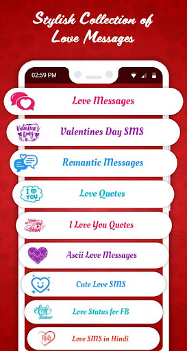 Android application Love Messages Text SMS & Backg screenshort