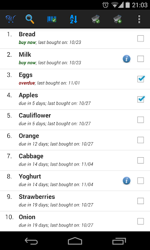 Shopping List - My iList Screen 2