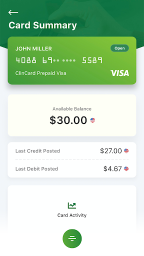 My ClinCard® Screen 2