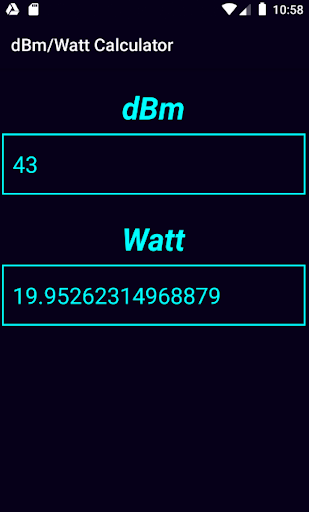 dB/Watt Calculator Screen 3