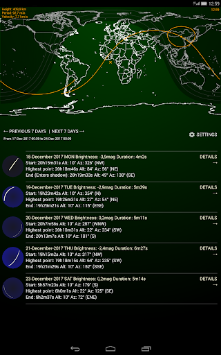 Android application ISS Observer screenshort