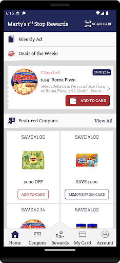 Android application Marty’s 1ˢᵗ Stop Rewards screenshort