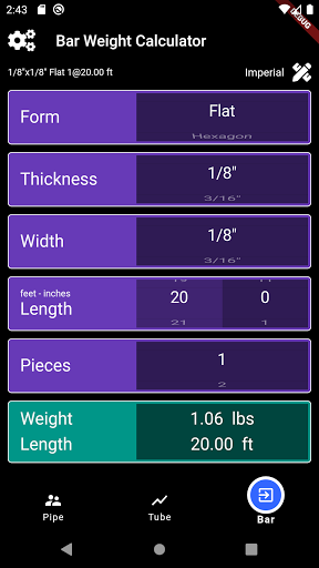 Stainless Steel Weight Calc Screen 2