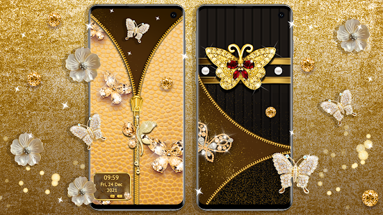 Gold Butterfly Diamond Zipper Lock 2.12 APK screenshots 4