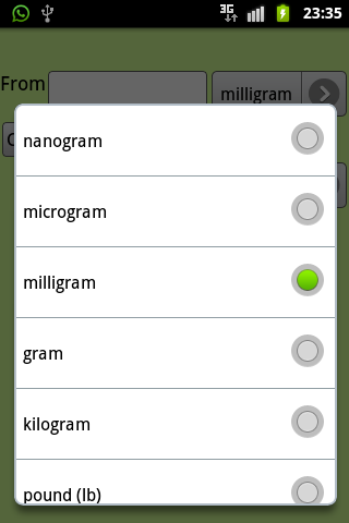 Weight Conversion Screen 2