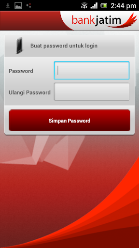 Android application SMS Banking Bank Jatim screenshort