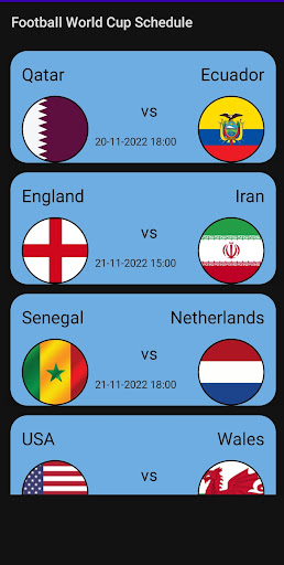 Football World Cup Schedule Screen 3