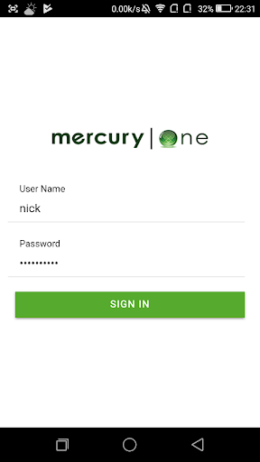 Android application mercuryone IAM screenshort