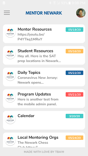 Android application Mentor Newark screenshort