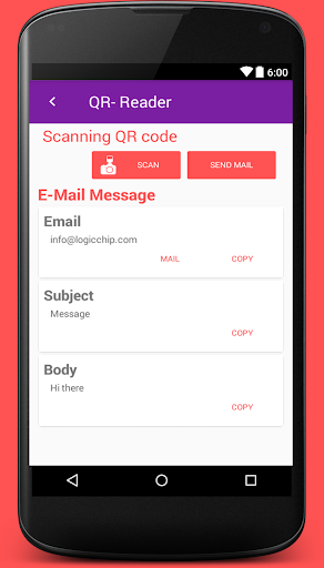 QR code Scanner and Generator Screen 2
