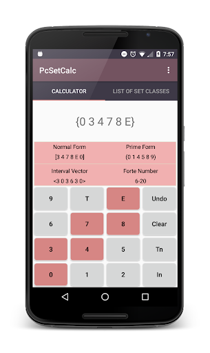 Android application Pitch Class Set Calculator screenshort