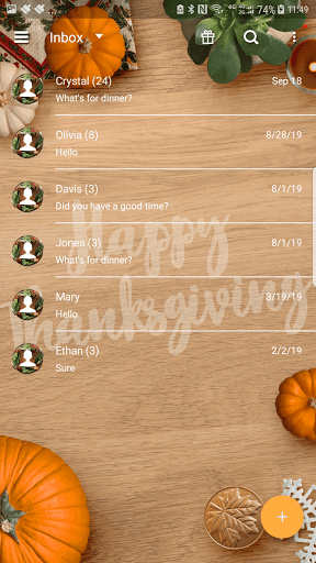 Next SMS Skin for ThanksGiving Screen 2