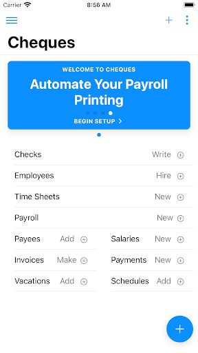 Android application Cheques screenshort