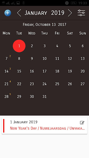 South Africa Calendar with Holidays