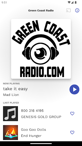 Android application Green Coast Radio screenshort