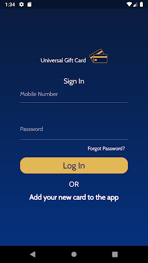 Android application Universal Gift Card screenshort