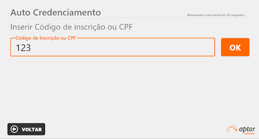 EventWeb AutoCredenciamento Screen 2