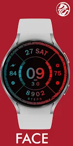 Red analog watch face D11