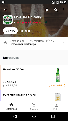 Android application MEU BAR - DELIVERY screenshort