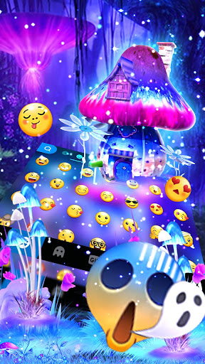 Neon Galaxy Mushroom Keyboard Screen 2
