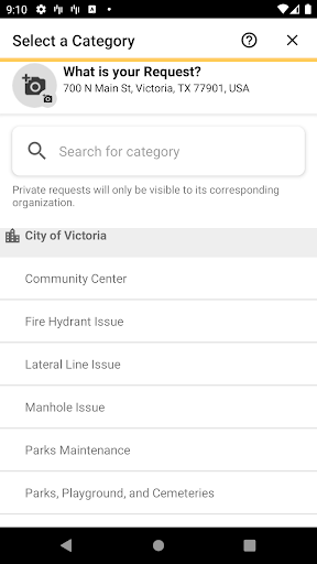 Screenshot of Victoria, Texas 311