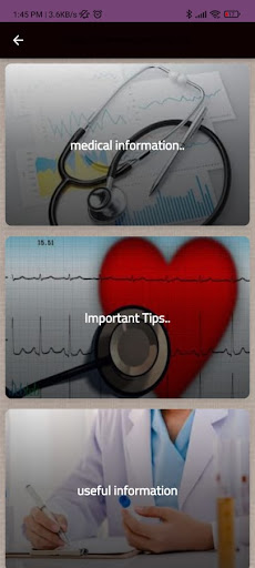 Medical information and advice Screen 2